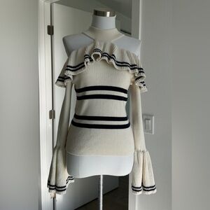 SELF-PORTRAIT
Ribbed Cotton Knit Sweater 
Size M